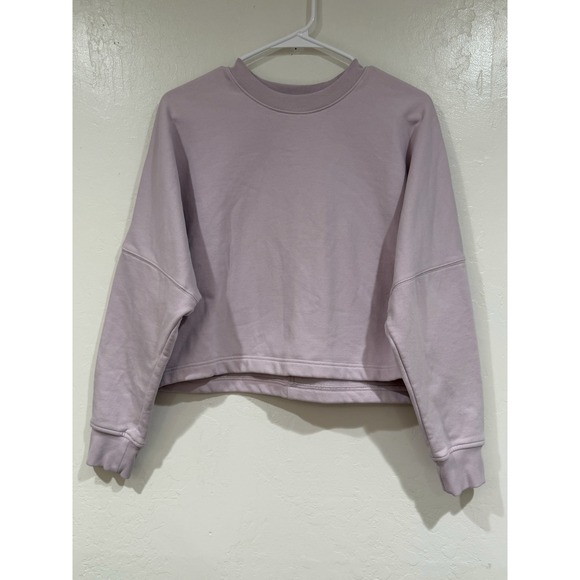 Athleta Coaster Luxe Sweatshirt Lavender Purple Cropped Pullover Fleece Size S - Picture 2 of 7